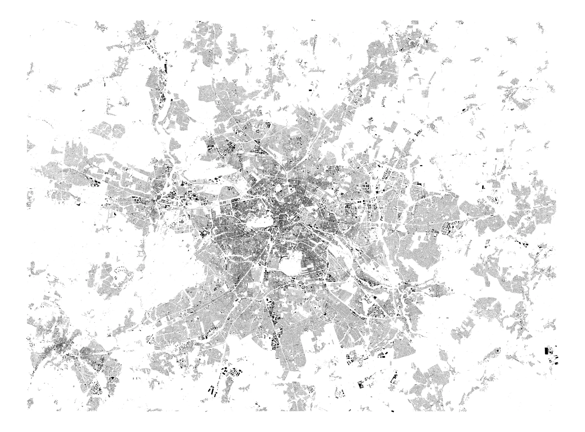 Figure-ground plan of Berlin, exported with vector maps